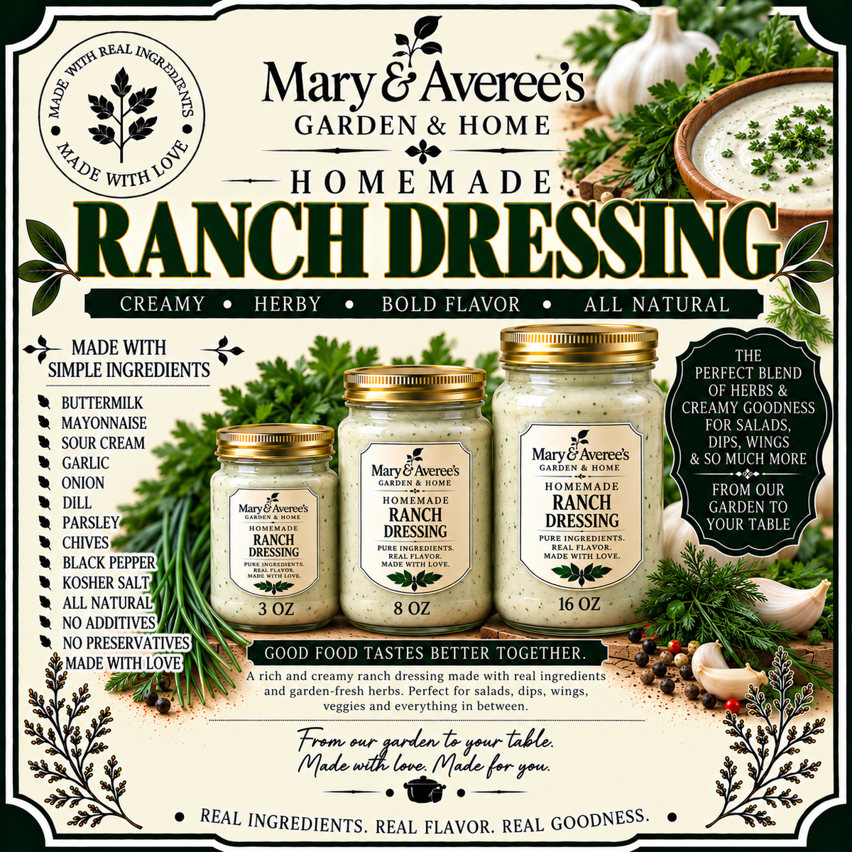 Homemade Garden Dill Ranch Dressing