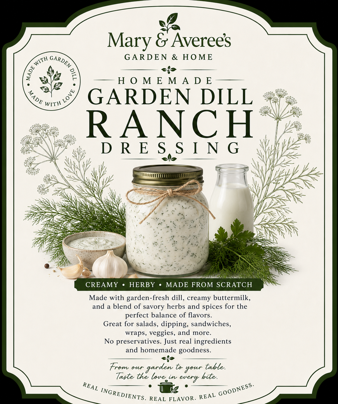Homemade Garden Dill Ranch Dressing